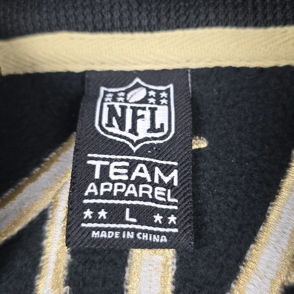 New Orleans Saints Mens Large Black Gold Zip Up Knit Pullover NFL‎ Embroidered